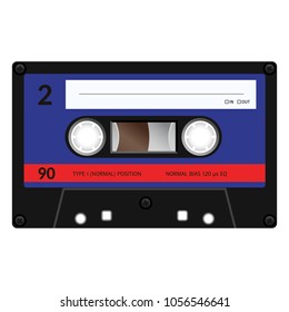 Vintage-Kassettengrafik, einfaches Flachdesign auf weißem Hintergrund.