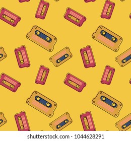 Vintage cassette seamless pattern. Authentic design for digital and print media.