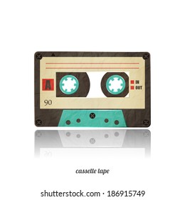 vintage cassette tape icon isolated on white background