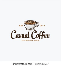 vintage casual coffe beach - logo design 