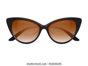 Vintage cateye sunglasses black vector.Isolated 