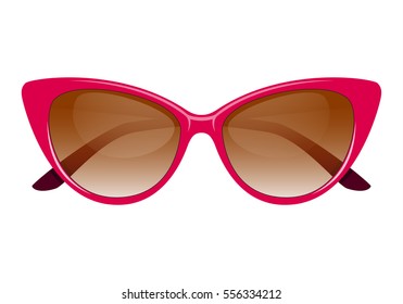 Vintage cateye sunglasses pink vector.Isolated 