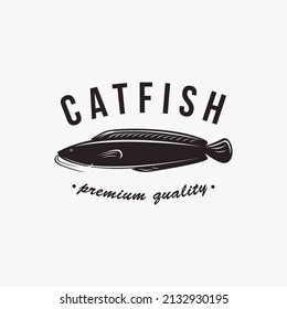 Vintage catfish fish logo on white background