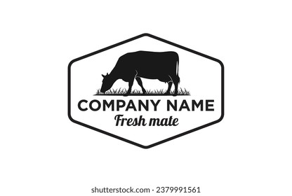 Vintage Angus Beef Emblem Label, vector de diseño, . Modelo de logotipo Best for Cattle Ranch	
