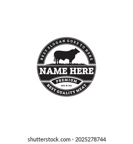 Vintage Cattle Angus Beef Label Emblem logo design inspiration