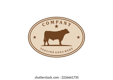 Vintage Cattle Angus Premium Quality Beef Meat Sticker Label logo design