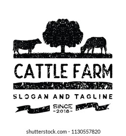 Vintage Cattle / Beef logo design inspiration vector