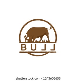 Vintage cattle / buff logo template in circle shape vector