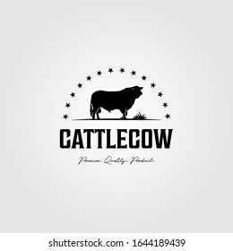 vintage cattle cow farm logo vector illustration design