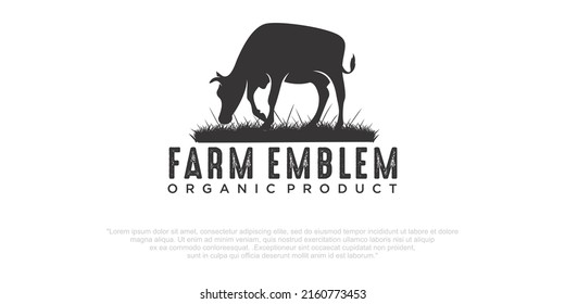 vintage cattle cow farm logo vector illustration design