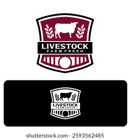 Vintage Cattle Farm Livestock Logo Vector Template