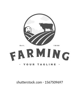 Vintage Cattle Farm Logo Icon And Template