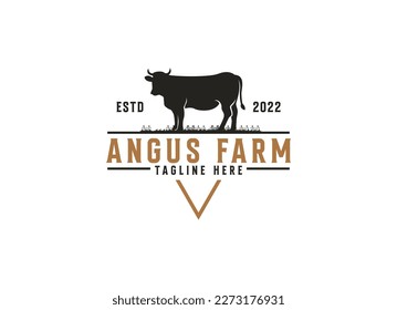 Vintage Cattle Farm Logo Vector Template. Vintage farm logo design vector illustration.