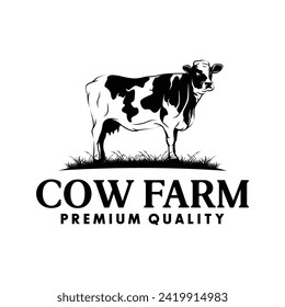Vintage Cattle logo design. Angus Beef Logo design inspiration vector