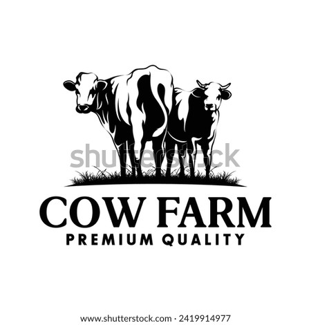 Vintage Cattle logo design. Angus Beef Logo design inspiration vector