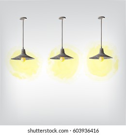 Vintage ceiling lamp  in water color style, illustration vector. 
