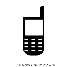Vintage cell phone icon vector with keypad.