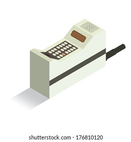 Vintage Cell Phone Isometric Vector