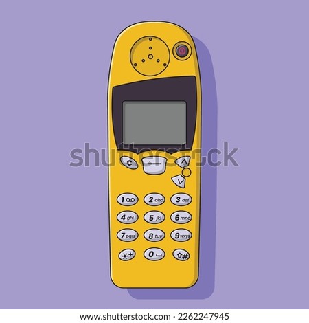 Vintage Cell Phone Vector Icon Illustration with Outline for Design Element, Clip Art, Web, Landing page, Sticker, Banner. Flat Cartoon Style