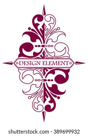 Vintage central element of the text on a white background