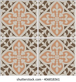Vintage ceramic mosaic floor tile seamless pattern.