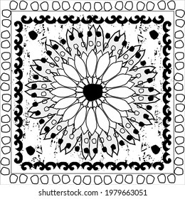 Vintage ceramic tile ornate pattern, mandala