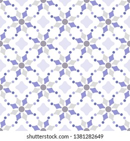 vintage ceramic tile pattern with colorful patchwork, beautiful seamless decorative background and texture design blue and purple style, pastel wallpaper decor, vector illustration