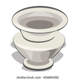 Vintage ceramic vase isolated on white background. Vector illustration.

