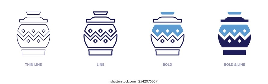 Vintage ceramics icon in 4 different styles. Thin Line, Line, Bold, and Bold Line. Duotone style. Editable stroke.