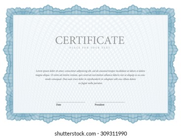 Vintage Certificate. Award background. Gift voucher. Template diplomas currency Vector illustration