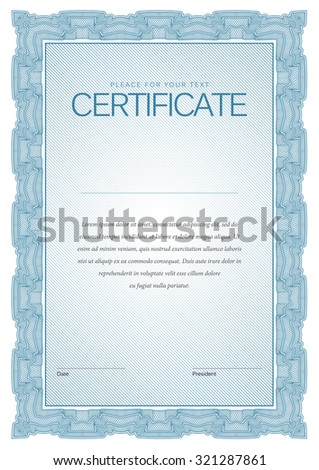 Vintage Certificate. Award background. Gift voucher. Template diplomas currency Vector illustration