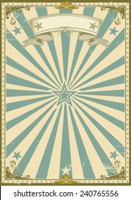 vintage certificate blue background. A vintage poster with sunbeams for your advertising. 