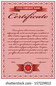 Vintage certificate of competition vector design. Abstract certificate border illustration. Easy to edit certificate, objects are grouped separately.