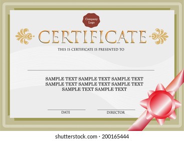 Vintage Certificate Design with Ribbon Vector