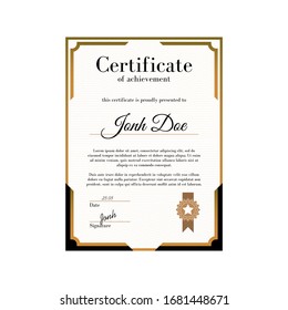 certificado vintage. marco vintage. Ilustración vectorial del certificado de oro detallado