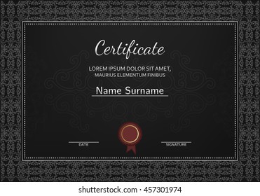 Vintage certificate with luxury ornamental frames, award template for achievements, progress business and education. Vector.