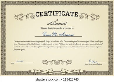 Vintage certificate on gradient beige background