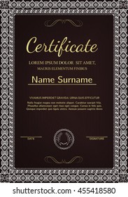  Vintage certificate with silver, luxury, ornamental frames, coupon, diploma, voucher, award template for achievements, progress business, education. Vector.
