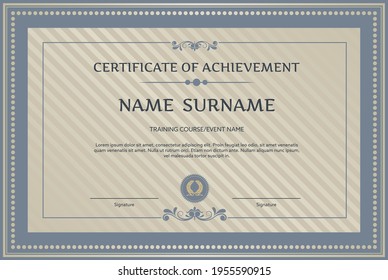 Vintage certificate template 2. Diploma education certificate of recognition