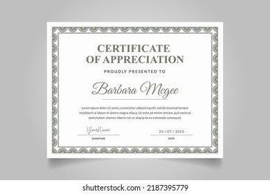 Vintage Certificate Template Design with Border for Appreciation, Award, Business, and Education Needs