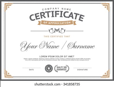 vintage certificate  template. smart,clean,hipster