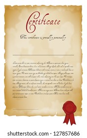 Vintage certificate. Vector illustration