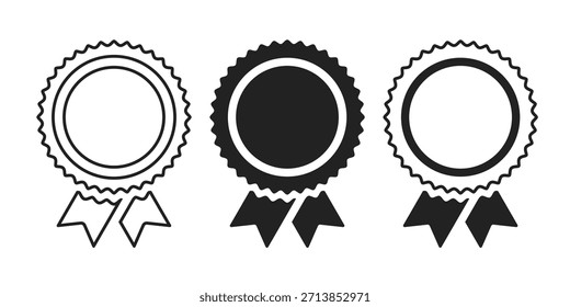 Certificação vintage Badge Labels Set - Vencedor, Campeão, Aprovado e Verificado Ícones de Verificação de Qualidade com Fita Selo Design. Vetor.