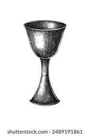 Vintage chalice sketch. Witchcraft, Wicca, alchemy hand-drawn vector illustration. Halloween design element. NOT AI generated