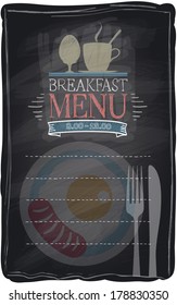 Vintage Chalk Breakfast Menu, Chalkboard Background