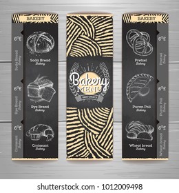 Vintage chalk drawing bakery menu design. Restaurant menu