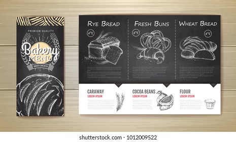 Vintage chalk drawing bakery menu design. Restaurant menu. Document template