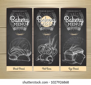 Vintage chalk drawing bakery menu design. Restaurant menu