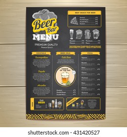 Vintage chalk drawing beer menu design. 