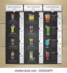 Vintage chalk drawing cocktail menu design. Corporate identity